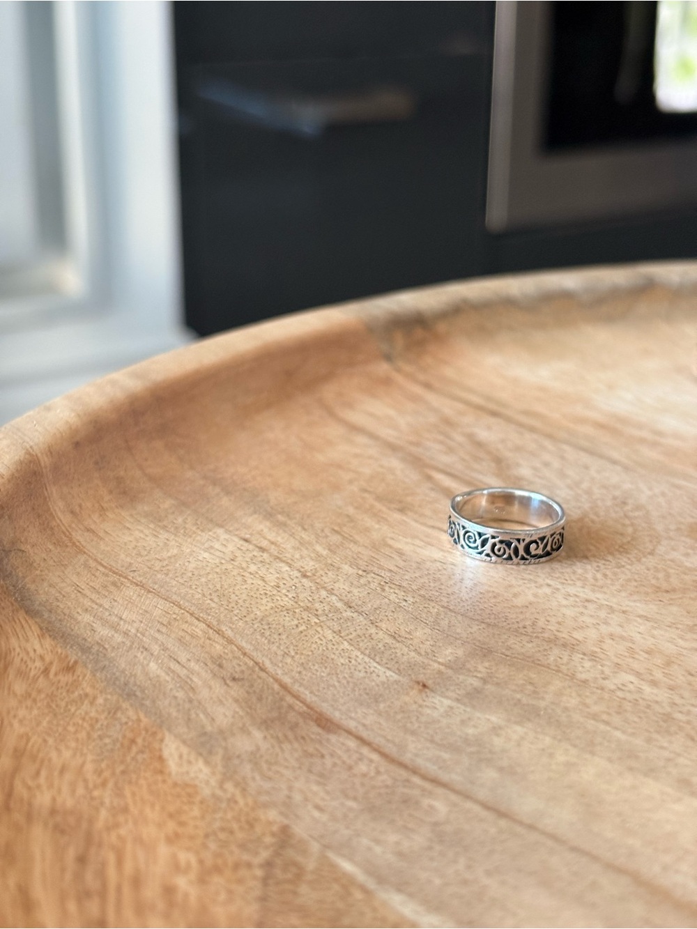 Sterling Silver Filigree Band Ring - Silver